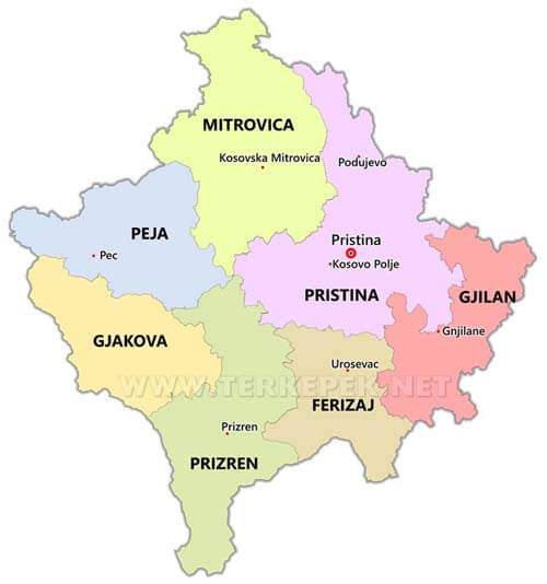 Koszovó politikai térkép